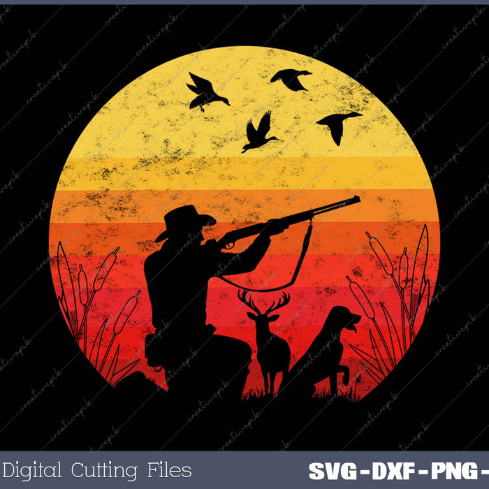 Vintage style Funny Duck Hunting SVG PNG Cutting Printable Files