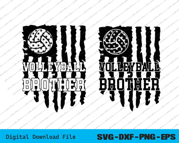 Volleyball Brother American USA Flag SVG PNG Cricut Printable Files