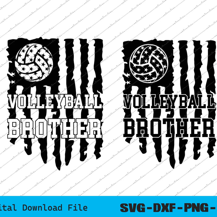 Volleyball Brother American USA Flag SVG PNG Cricut Printable Files