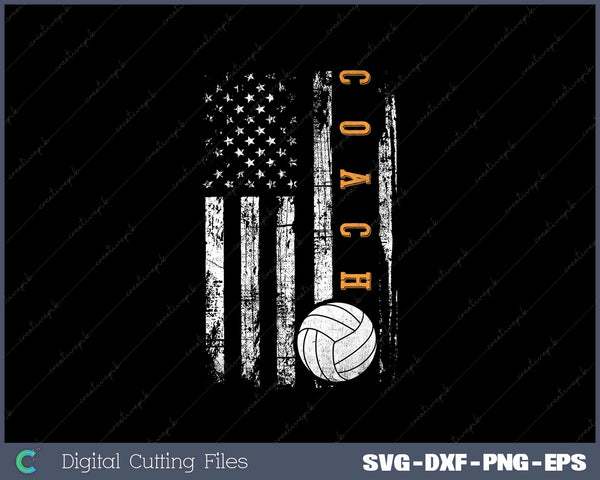 Volleyball Coach American Flag Design Funny Trainer SVG Cut files