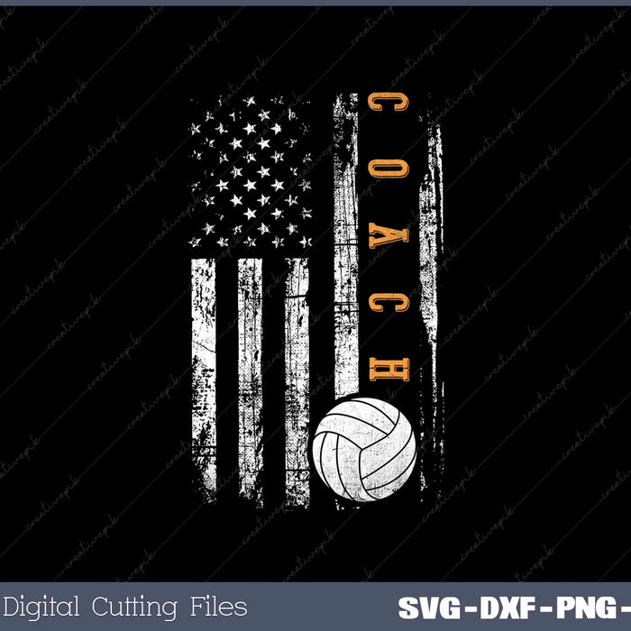 Volleyball Coach American Flag Design Funny Trainer SVG Cut files