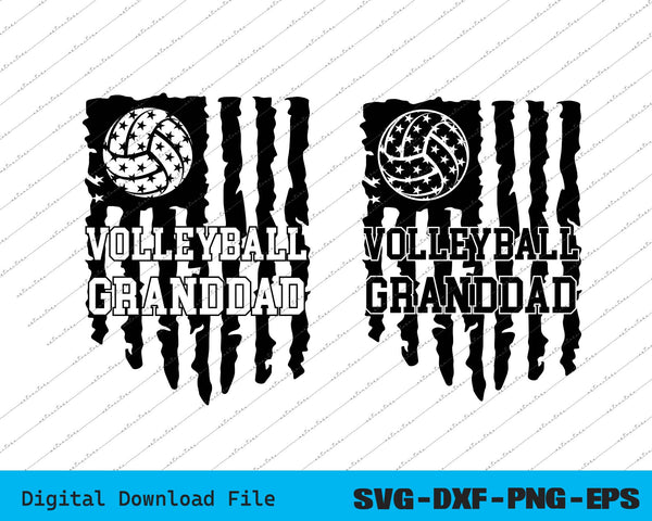 Volleyball GrandDad American USA Flag SVG PNG Cricut Printable Files