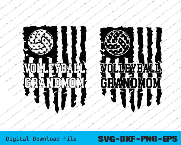 Volleyball GrandMom American USA Flag SVG PNG Cricut Printable Files