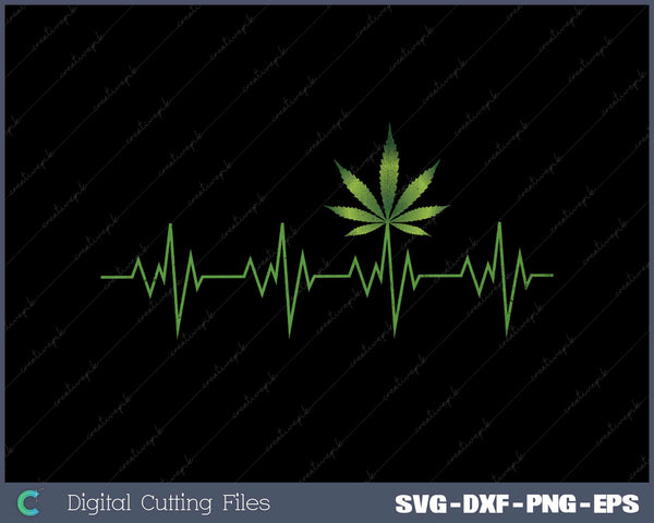 Weed Leaf Heartbeat Marijuana Leaf Cannabis Heartbeat SVG Cut files