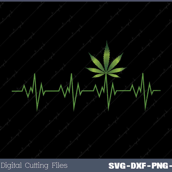 Weed Leaf Heartbeat Marijuana Leaf Cannabis Heartbeat SVG Cut files