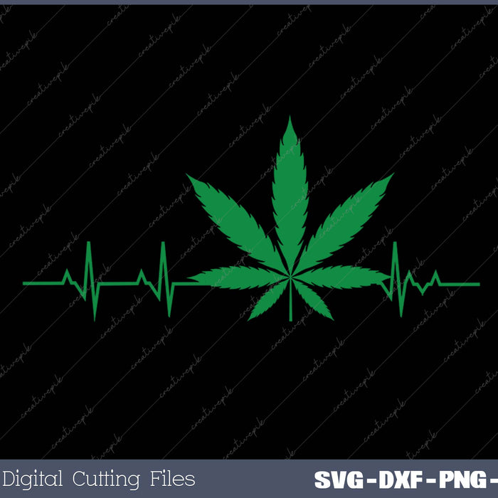 Weed for Men & Women Marijuana Leaf Heartbeat SVG PNG Cutting Printable Files