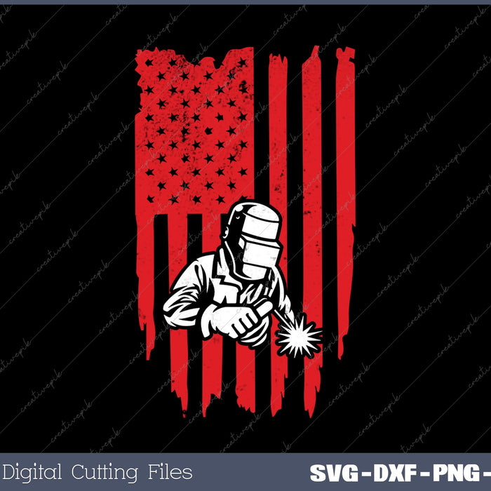 Welder American Flag USA Patriotic SVG DXF PNG Printable Files