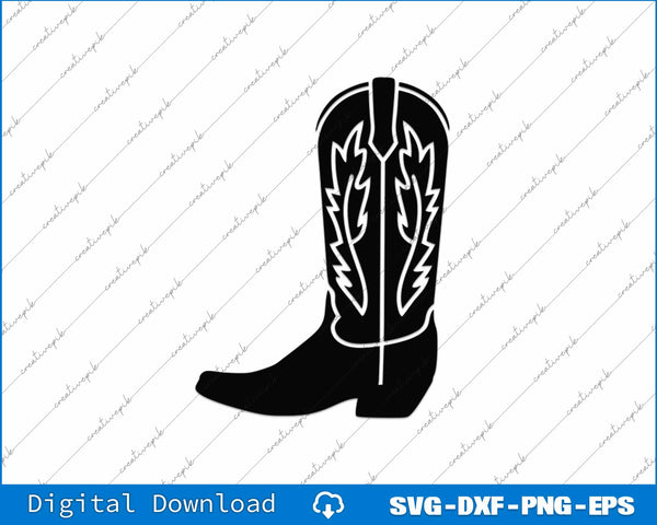Western Cowboy Boot SVG Ai PNG Cutting Printable Files