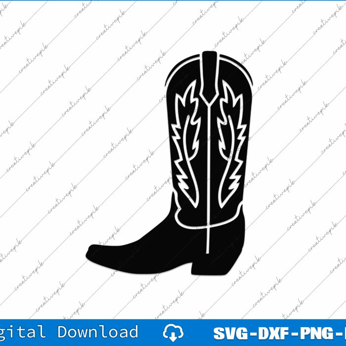 Western Cowboy Boot SVG Ai PNG Cutting Printable Files