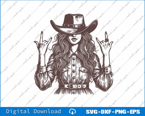 Western Rocker Cowgirl SVG PNG Cutting Printable Files