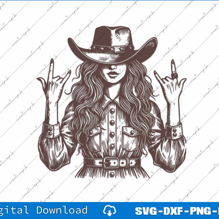 Western Rocker Cowgirl SVG PNG Cutting Printable Files
