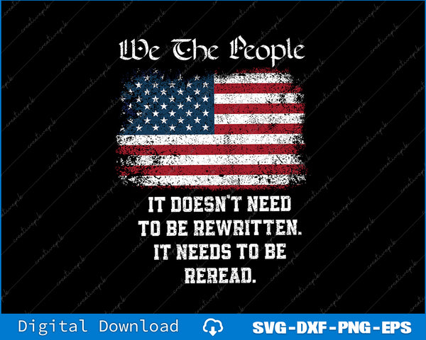 American flag with text 'We The People' on a black background