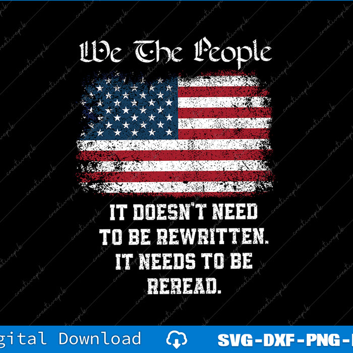American flag with text 'We The People' on a black background