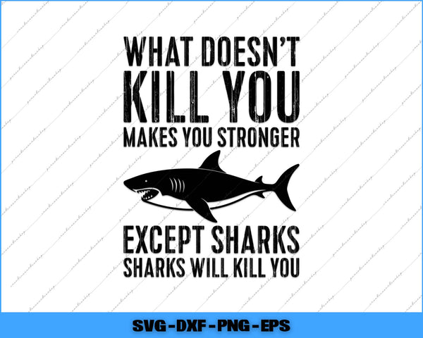 Motivational quote with a shark silhouette on a white background