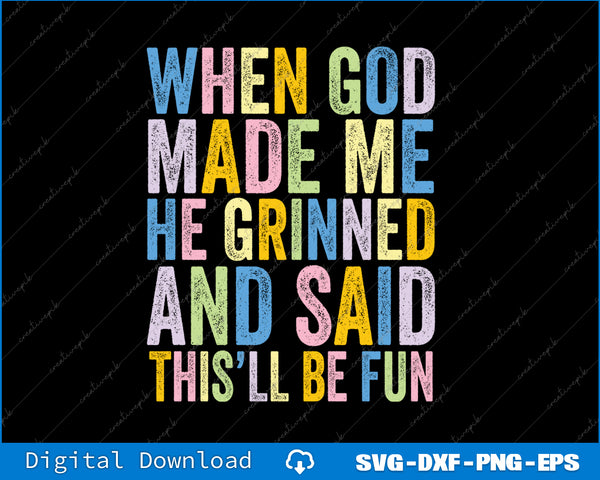 Colorful text design with a humorous quote on a black background