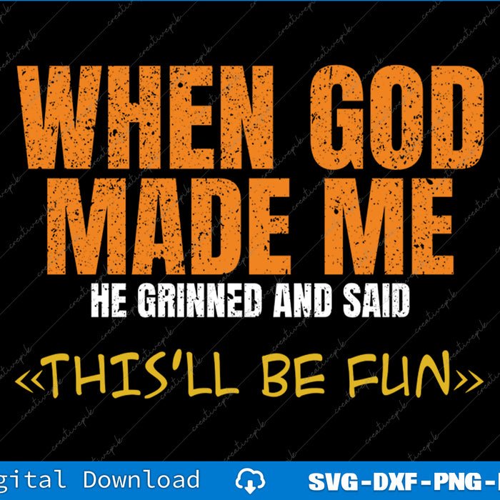 Text design with humorous quote on a black background