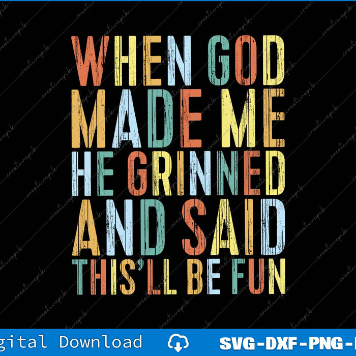 Colorful text design with humorous quote on a black background