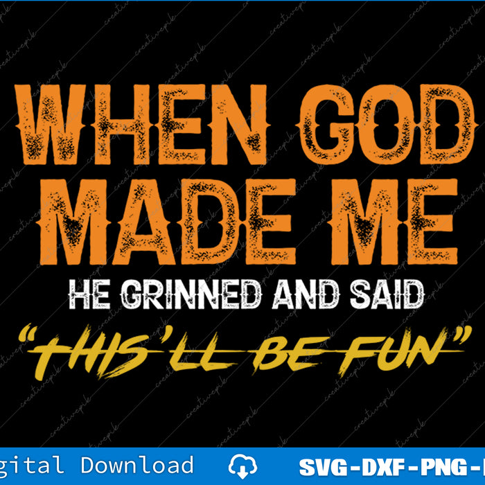 Text design with humorous quote on a black background