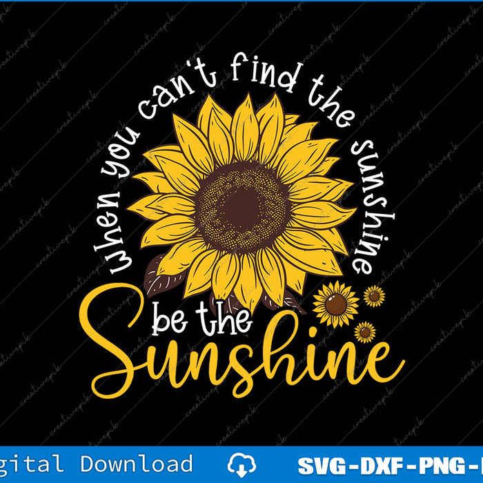 Sunflower design with motivational quote on a black background
