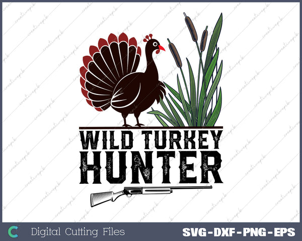 Wild Turkey Hunter Vintage Look SVG PNG Cutting Printable Files