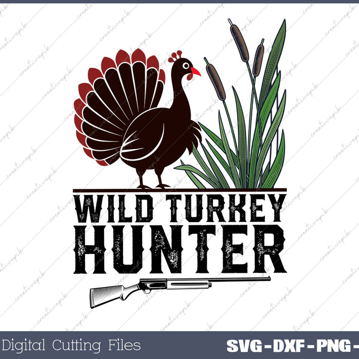 Wild Turkey Hunter Vintage Look SVG PNG Cutting Printable Files