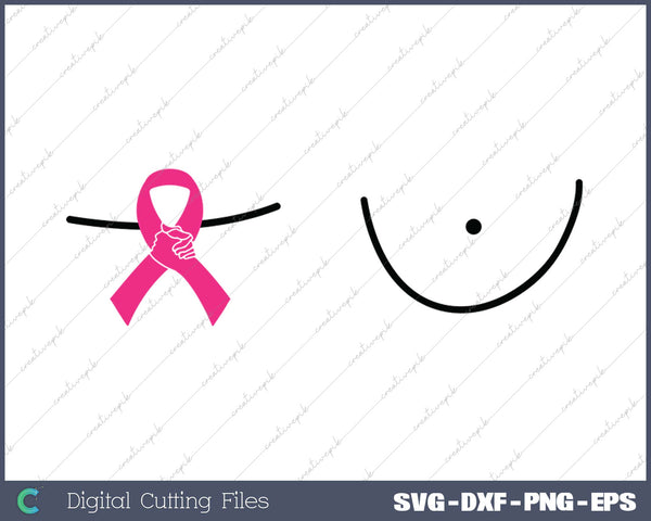 Womens Breast Cancer Awareness Boobs Right Mastectomy Pink Ribbon SVG PNG Cutting Printable Files