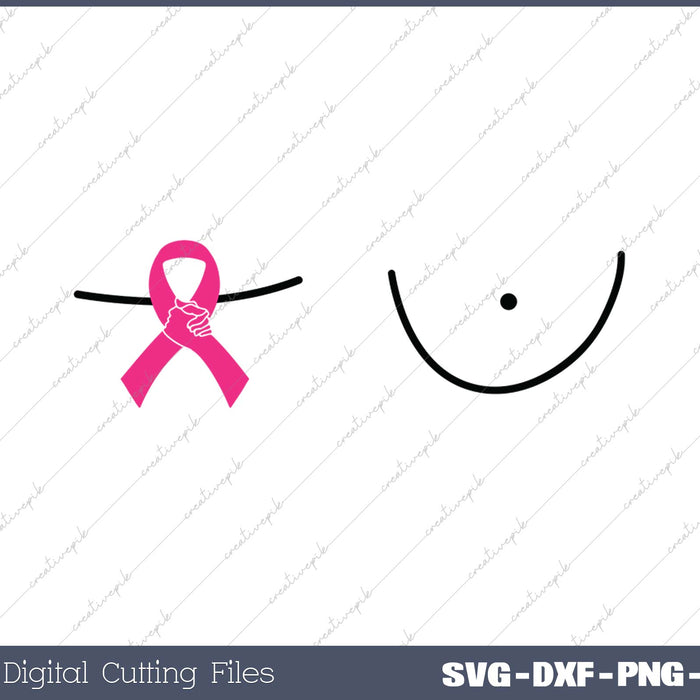 Womens Breast Cancer Awareness Boobs Right Mastectomy Pink Ribbon SVG PNG File