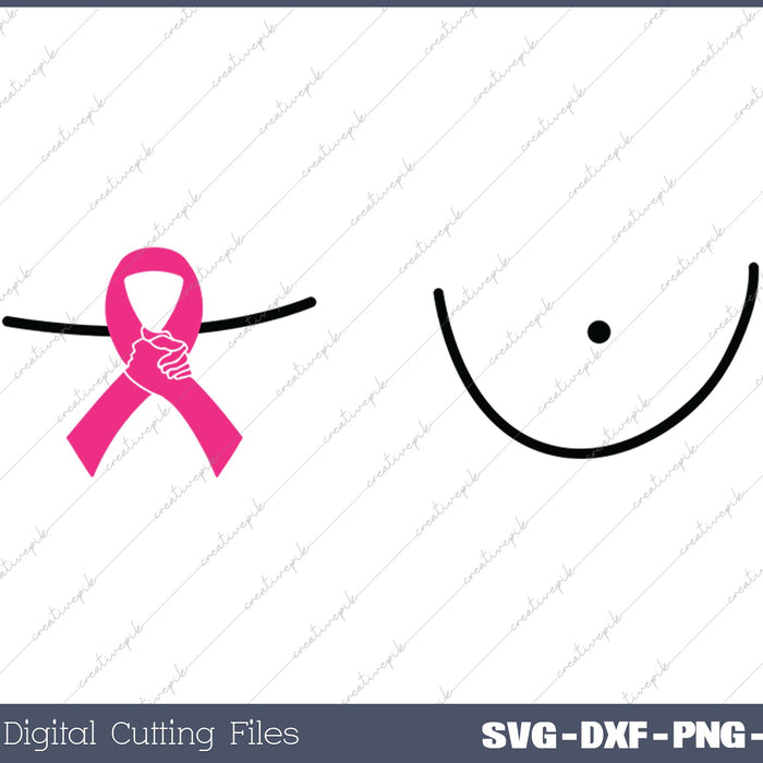 Womens Breast Cancer Awareness Boobs Right Mastectomy Pink Ribbon SVG PNG Cutting Printable Files