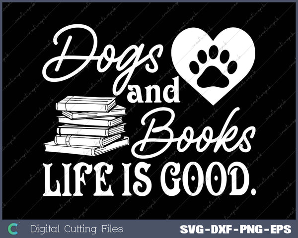 Womens Dog And Books Are Good Cute Animal Tee V-Neck