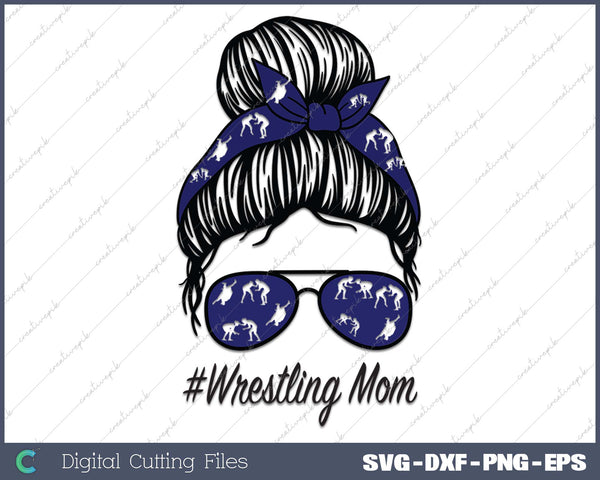 Womens Wrestling Mom Life Mothers Day Messy Bun 