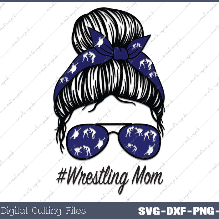 Womens Wrestling Mom Life Mothers Day Messy Bun 