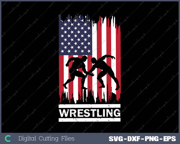 Wrestler Wrestling Fans American Flag Men Women Gift SVG PNG Printable Files