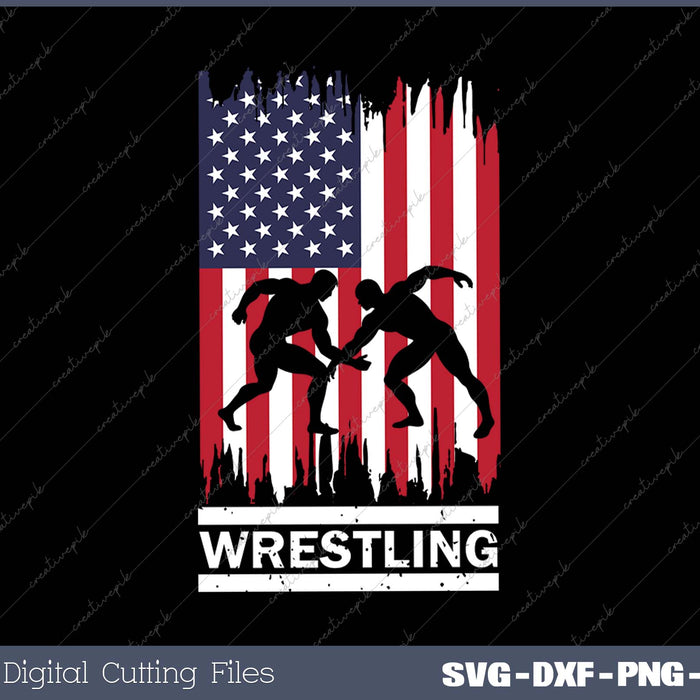 Wrestler Wrestling Fans American Flag Men Women Gift SVG PNG Printable Files