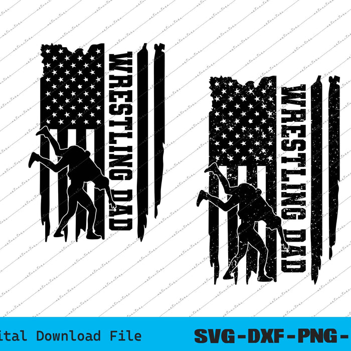 Wrestling Dad American USA Flag SVG PNG Cutting Printable Files