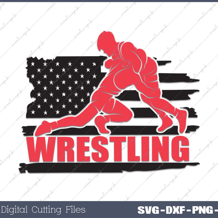 Wrestling USA American Flag Vintage 4th Of July Gift