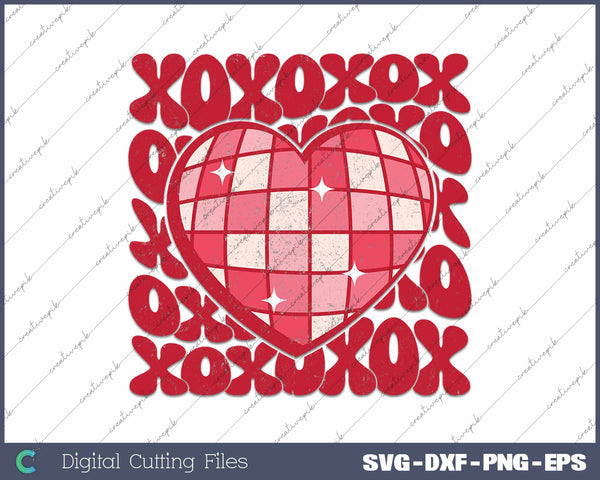 XOXO Groovy Retro Valentine SVG PNG Cutting Printable Files