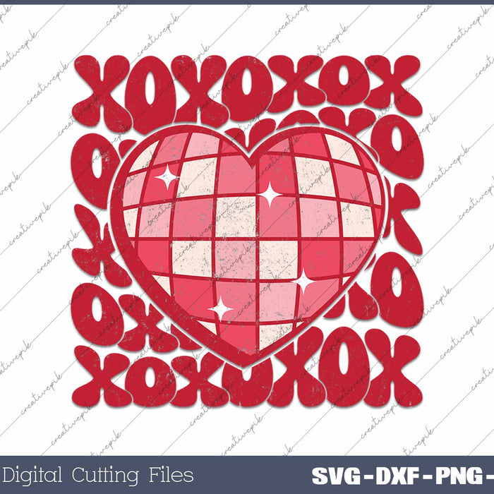 XOXO Groovy Retro Valentine SVG PNG Cutting Printable Files