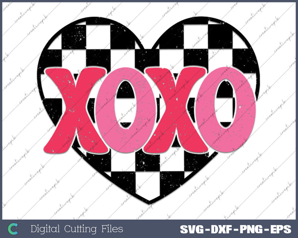 XOXO Retro Heart, Valentine Day SVG PNG Cutting Printable Files