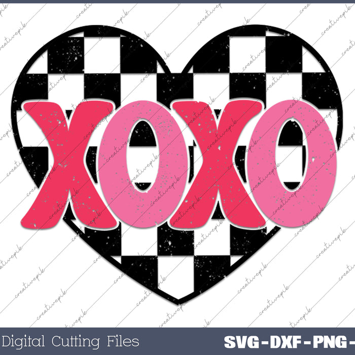 XOXO Retro Heart, Valentine Day SVG PNG Cutting Printable Files