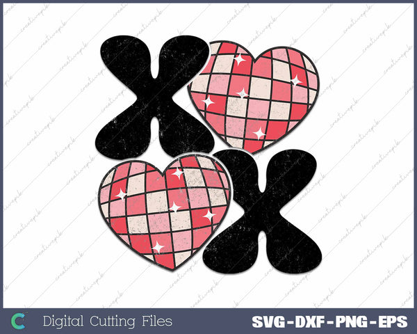 XOXO Retro Valentine Groovy SVG PNG Cutting Printable Files