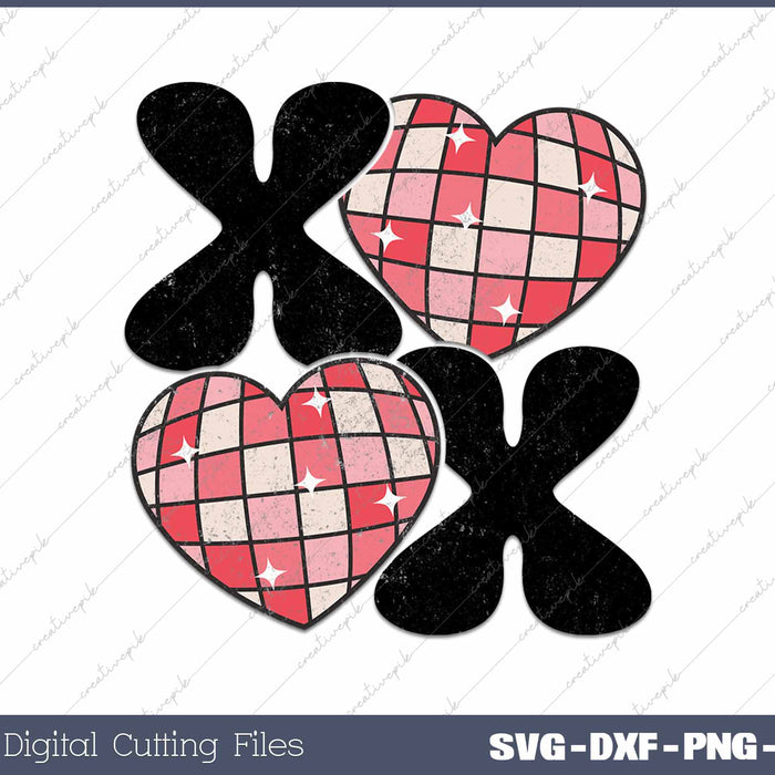 XOXO Retro Valentine Groovy SVG PNG Cutting Printable Files