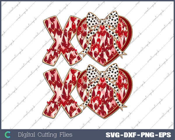 XOXO Valentine Day Heart Brushstroke Valentines Day SVG PNG Cutting Printable Files