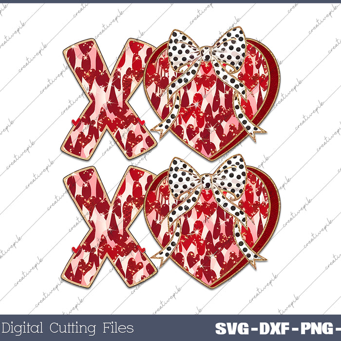 XOXO Valentine Day Heart Brushstroke Valentines Day SVG PNG Cutting Printable Files