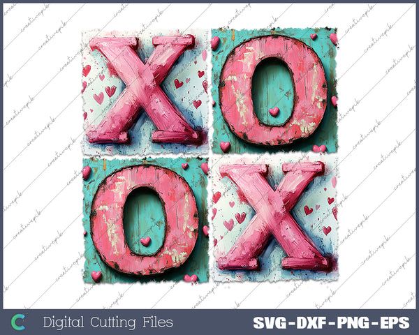 XOXO Valentine's Retro Valentine Day SVG PNG Cutting Printable Files