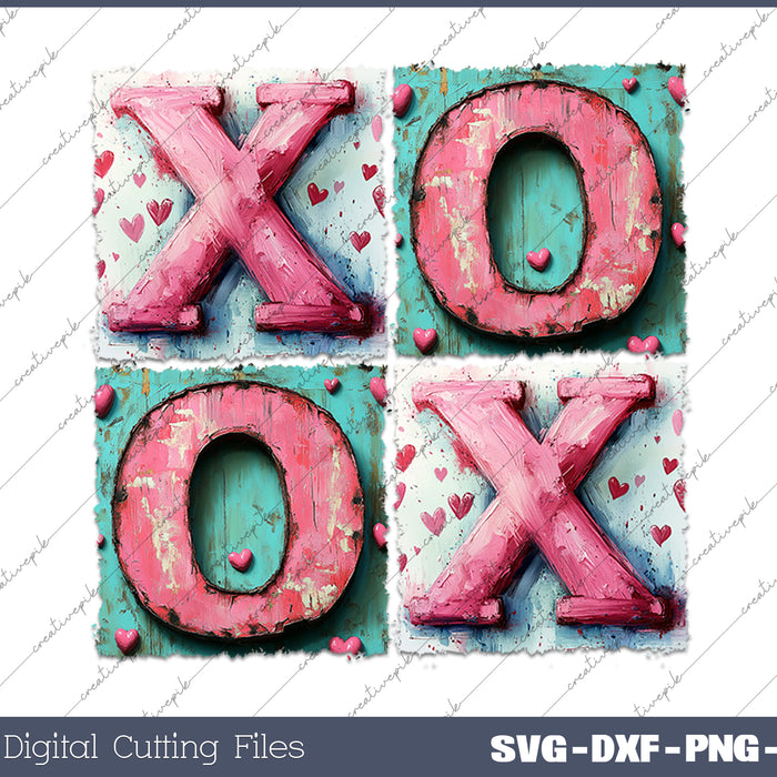 XOXO Valentine's Retro Valentine Day SVG PNG Cutting Printable Files