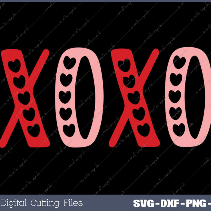 XOXO Valentines Day SVG PNG Cutting Printable Files