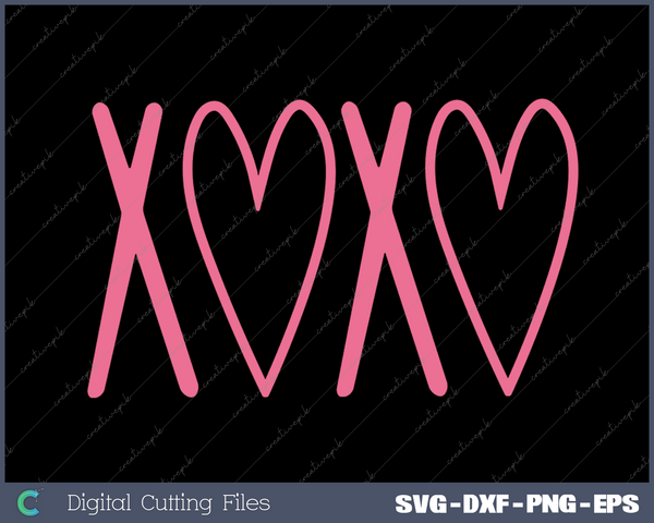 XOXO hugs and kisses Valentines Day SVG PNG Cutting Printable Files