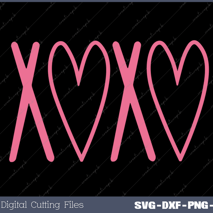 XOXO hugs and kisses Valentines Day SVG PNG Cutting Printable Files