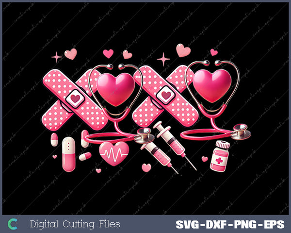 Xoxo Nurse Valentine Nurse Heart Stethoscope SVG 