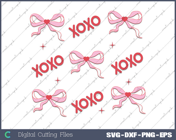 Xoxo Valentine Coquette Bow Clipart Valentines day SVG PNG Cutting Printable Files